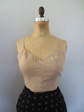 Universal Thread Tan V-Neckline Cropped Top with Adjustable Straps
